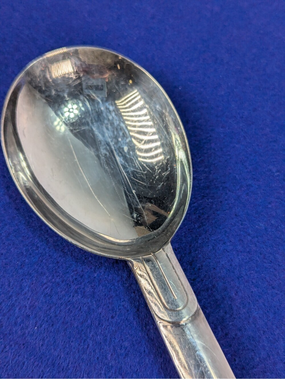 Vintage NAPIER Large Serving Spoon Modernist Beaded 14" Silver Plate 1960's
